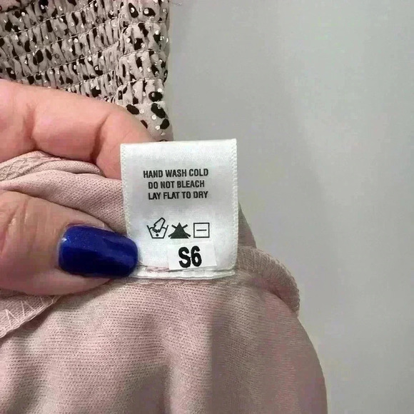 MSK pink and black ruffled dress with metallic detail size small NWOT - Picture 8 of 8